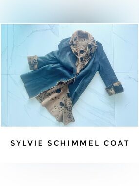 Sylvie Schimmel coat size 10 44 shearling fur leather black brown jacket vintage